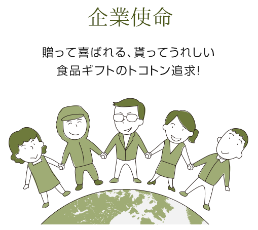 企業使命 贈って喜ばれるギフトをトコトン追求し 日本中の絆づくりに貢献できる会社になる 